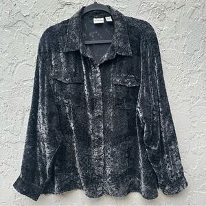 CHICOS Shirt Women Size‎ 3/XL Burnout Button Down Sheer